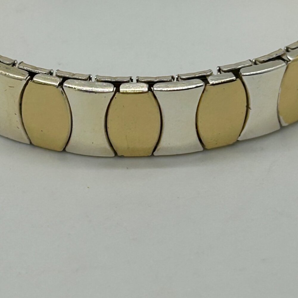 Vintage Two-Tone Gold & Silver Finish Expansion Stretch Link Bracelet Size 7 - Picture 7 of 15